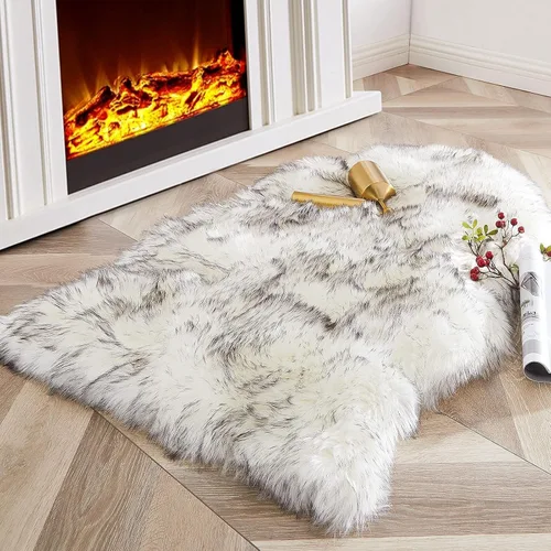 Miniatura 32 de Carvapet Funda de Silla de Piel de Oveja Sintética Suave de Lujo Cojín de Asiento Alfombras de Área de Piel Sintética Suave para Dormitorio, 2 pies
