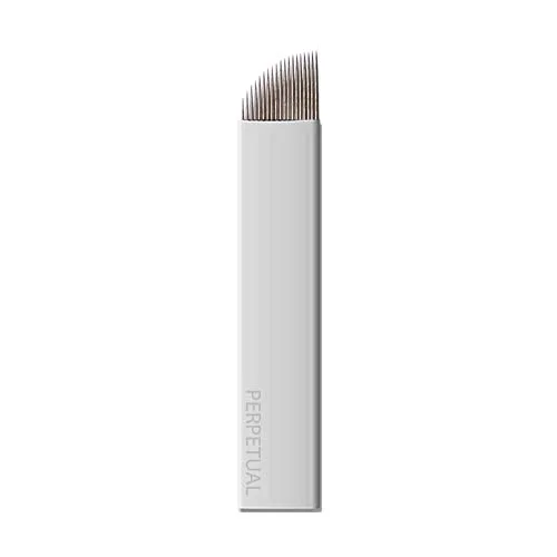 Miniatura 8 de 50 14CF Microblading Microblades 14 agujas flexibles planas curvadas maquillaje permanente inclinado Micro cuchillas planas cejas manuales