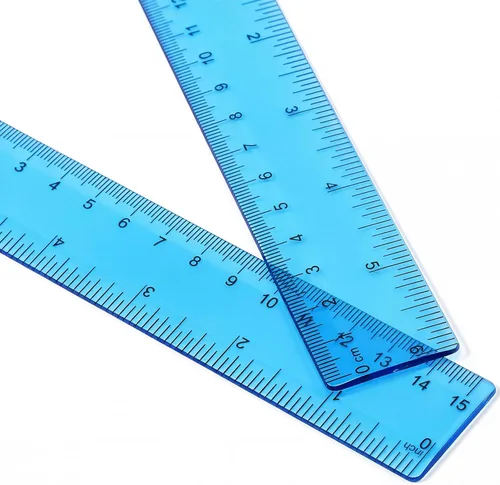 EBOOT Paquete de 2 reglas de plástico rectas, herramienta de medición de plástico para la oficina escolar de estudiantes, color azul, 6 pulgadas