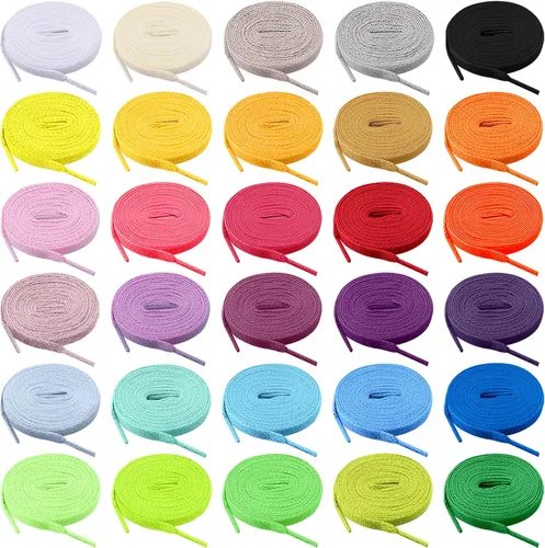 FEQO 30 pares de cordones planos de colores para zapatos, botas, zapatos de patinaje, zapatos deportivos (30 colores)