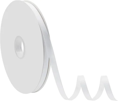 Miniatura 2 de Cinta blanca de grogrén de 3/8 pulgadas x 100 yardas para envolver regalos, muy adecuada para decoración de bodas, ramos, manualidades, costura
