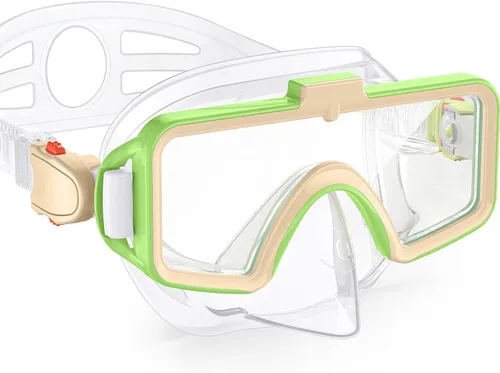Miniatura 15 de Gafas de natación para niños con cubierta para la nariz, gafas de natación antivaho de dos colores para 6-14, máscara de buceo de esnórquel
