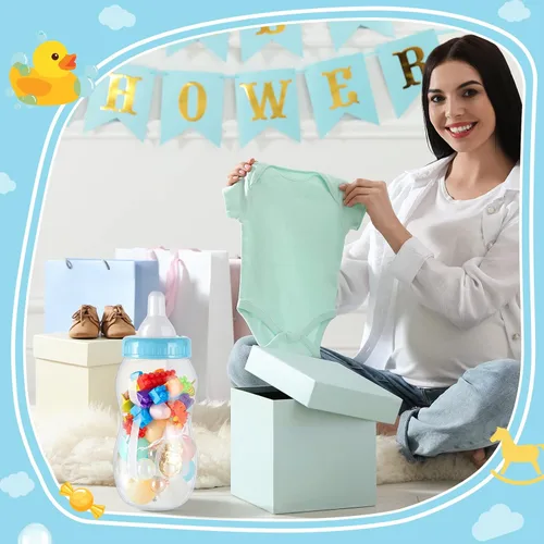 Miniatura 3 de Tessco for you - 2 botellas grandes de leche para bebé, rellenables, alcancía, contenedor de plástico para juegos y revelación de género, Blanco