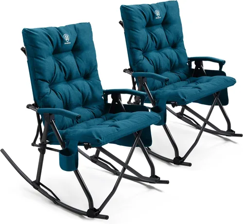 Miniatura 14 de EVER ADVANCED Silla de camping basculante plegable extragrande, silla de columpio portátil acolchada para patio, césped y exteriores, sillón duro