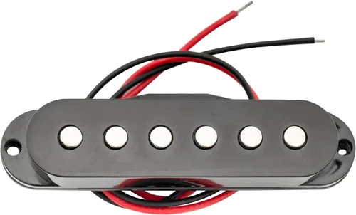 Miniatura 4 de Musiclily Pastilla media de bobina única de 1.969 in para Fender Strat Squier piezas de guitarra eléctrica, cubierta negra Negro