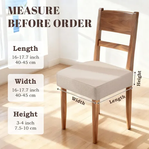 Miniatura 6 de Songrey Juego de 4 fundas de asiento impermeables para sillas de comedor, sin fundas para sillas traseras, elásticas, extraíbles y lavables