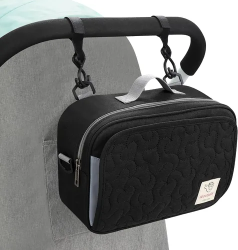 Accmor Organizador de cochecito, organizador universal para cochecito con bolsillo aislado para portavasos y bolsa de cochecito de gran capacidad,