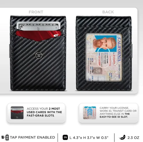 Miniatura 9 de Suavell Billeteras delgadas de cuero para hombres. Cartera con clip para dinero. Cartera de perfil bajo RFID Cartera minimalista