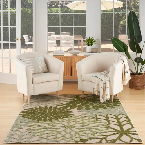 Miniatura 17 de Nourison Aloha - Tapete negro/blanco para interior o exterior, 2 pies y 3 pulgadas x 8 pies, tropical, botánico, fácil limpieza, no desprende pelo