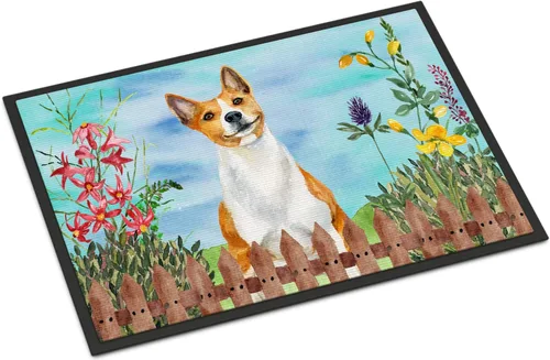Miniatura 134 de Caroline's Treasures CK1311MAT Cavalier Spaniel Poinsettas - Felpudo de 18 x 27 pulgadas, tapete para puerta delantera, interior y exterior