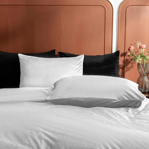 Miniatura 6 de Paquete de 2 fundas de almohada King de terciopelo con cremallera, súper suaves y acogedoras, fundas de almohada de franela difusa de lujo con Blanco