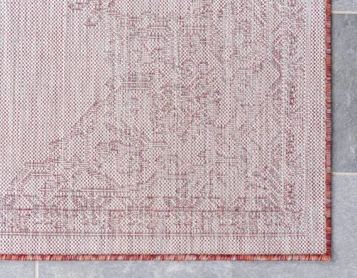 Miniatura 8 de Unique Loom Outdoor Traditional Collection - Alfombra de área, estilo antiguo (2' x 6' 1", color rojo óxido/gris)