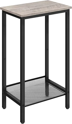 HOOBRO Mesa auxiliar alta, mesa de teléfono industrial con estantes de malla ajustables, para sala de estar, dormitorio, entrada, oficina, color