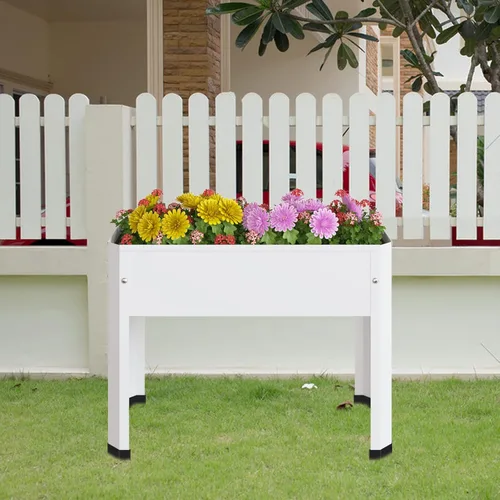 Miniatura 5 de PROXRACER Cama de jardín elevada con patas desmontables, maceta de metal elevada para cultivar hierbas frescas, verduras, flores, suculentas y otras