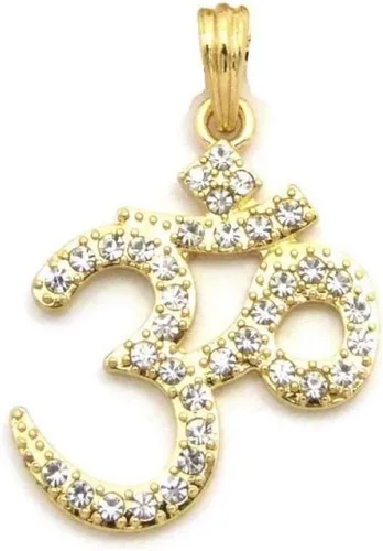 Miniatura 2 de Brillante joyeros Estados Unidos para hombre nueva india Yoga Om Iced Out colgante de 24" cuerda, cadena, caja cubano Hip Hop collar inspirado