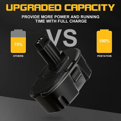 Miniatura 4 de PDstation Paquete de 2 baterías de repuesto de 4800 mAh DC9096 para Dewalt de 18 V, compatible con Dewalt batería de 18 voltios DC9098 DC9099 DC970