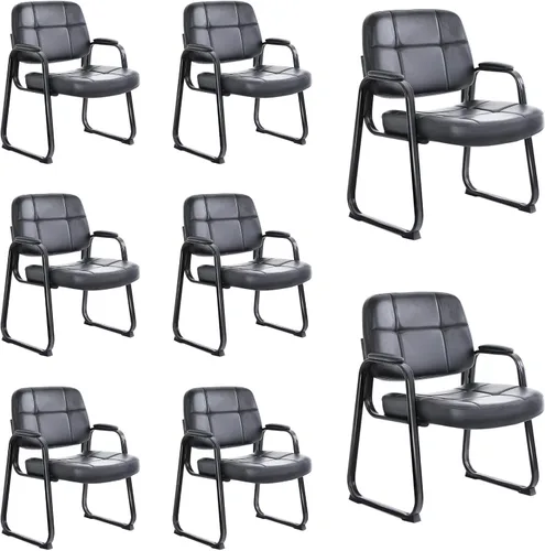 Miniatura 15 de CLATINA Big & Tall - Silla de invitados para sala de espera de 500 libras, silla de recepción de oficina de cuero sin ruedas con brazos acolchados