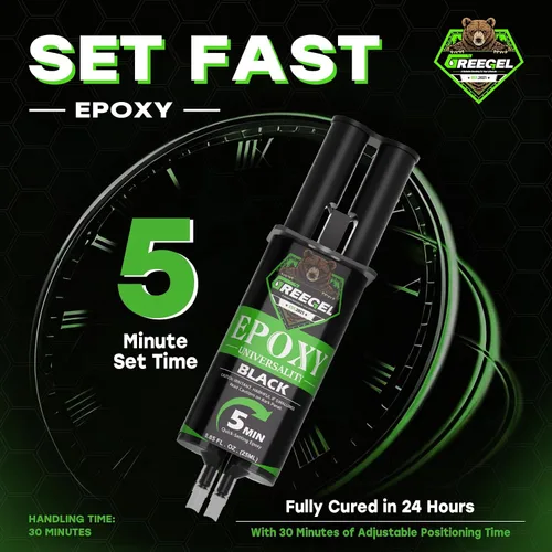 Miniatura 2 de Pegamento epoxi negro de 2 partes, adhesivo epoxi de 5 minutos, jeringa de 0.85 onzas (paquete de 1), pegamento de resina epoxi ultra fuerte negro