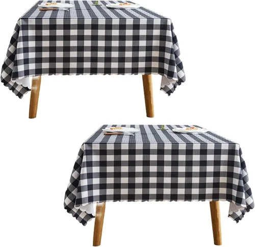 Miniatura 23 de MANGATA CASA Mantel de cuadros rosa para mesas cuadradas, mantel a cuadros, impermeable, para cocina y mesa, mantel de poliéster a cuadros sin Rosa