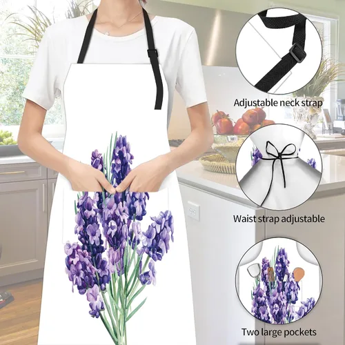 Miniatura 2 de Delantal de ramo de lavanda, regalos para mujeres, delantal con cuello ajustable, impermeable, para mujeres y hombres, regalos para el hogar