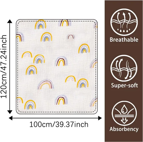 Miniatura 7 de Mantas de muselina para recién nacido, mantas de bebé para niños y niñas, manta grande de 39 x 39 pulgadas, manta suave y transpirable, artículos