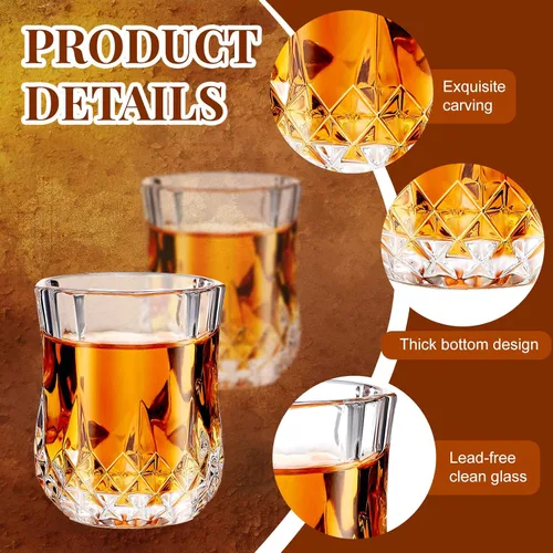Miniatura 3 de Meanplan Juego de mini vasos de chupito de 1.7 onzas, vasos de degustación, base pesada, taza de chupito transparente, lindas tazas de vino Cordial