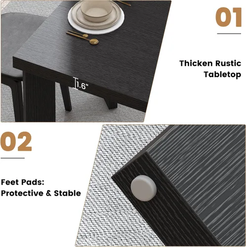 Miniatura 7 de Bigbiglife Mesa de comedor de 63 pulgadas para 6, mesa de comedor para interiores y exteriores con patas de madera, mesa de cocina con mesa grande