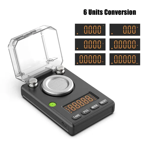 Miniatura 2 de Báscula de miligramos de 3.53 oz x 0.00 oz, escala de polvo MG con apagado automático seleccionable, nivel de burbuja integrado, peso de calibración