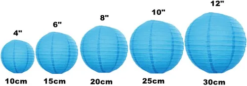 Miniatura 2 de Linterna de papel plegable reutilizable, estilo chino/japonés, cubierta decorativa para lámpara colgante (azul, 10 unidades de tamaños surtidos)