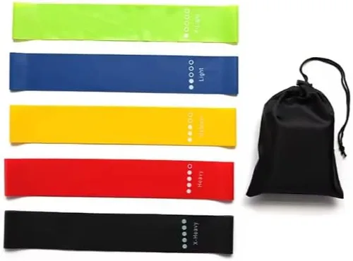 Maxx Power - Juego de mini bandas elásticas de resistencia para yoga, 5 niveles de fuerza, material TPE duradero, bandas de entrenamiento para