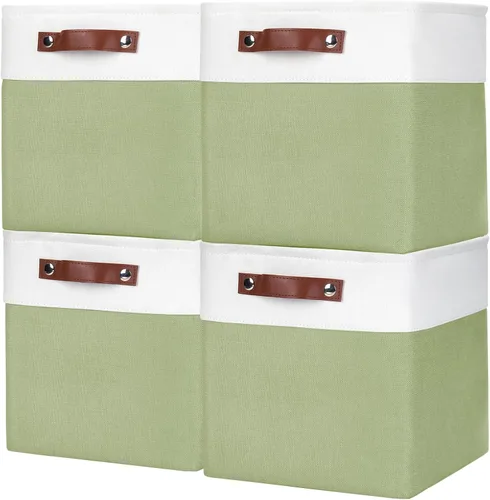 Miniatura 15 de Bagnizer 13x13 Cajas de almacenamiento cúbicas, caja de almacenamiento plegable de tela, paquete de 4 cestas de armario con asas para organizar