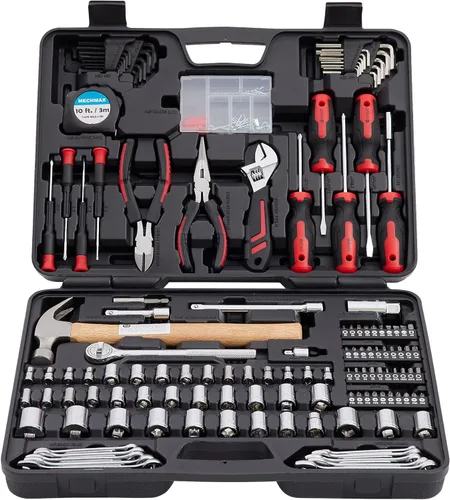 Miniatura 10 de MECHMAX Kit de herramientas de 149 piezas, juego de herramientas manuales para reparación del hogar y automóvil con martillo, llave de vaso
