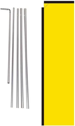 Miniatura 10 de Letrero de bandera rectangular de plumas para exteriores, color negro sólido, con kit de poste y punta de tierra