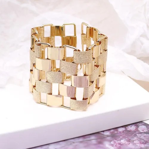 Miniatura 6 de HSQYJ Pulsera bohemia con eslabones geométricos, a la moda, elegante, brillante, explosión de arena, pulseras anchas para mujer, accesorios