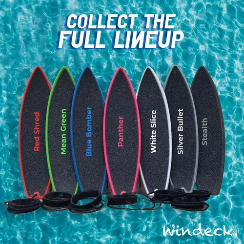 Miniatura 8 de Tabla de surf de dedo Windeck – Juguete de surf mini de mano azul y rojo con correa y cinta adhesiva Juguete de surf de aire de 5" para paseos