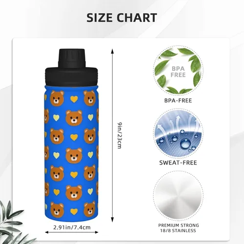 Miniatura 4 de Bear Llove Insulated Stainless Steel Kettle Print Funny Water Bottle Insulated Ideal for Sports and Travel