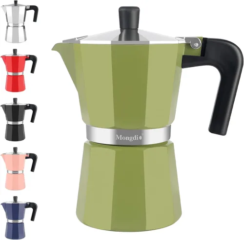 Miniatura 23 de Mongdio - Cafetera de café espresso para estufa Moka, Cafetera Cubana para estufa, Cafetera Mocha Greca Italiana, para 6 tazas de espresso, 10 onzas