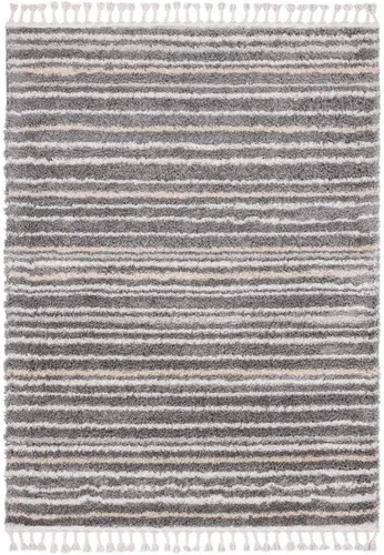 Miniatura 2 de LUXE WEAVERS Shaggy Collection 520 - Alfombra gris de 8 x 10 pulgadas, diseño de líneas Shagg