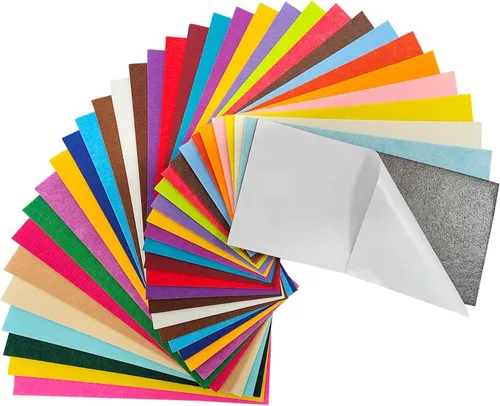Jtnohx Hojas de fieltro autoadhesivas, fieltro con parte trasera adhesiva, 33 piezas de 10 cm x 20 cm hojas rígidas, 33 colores hoja rígida de
