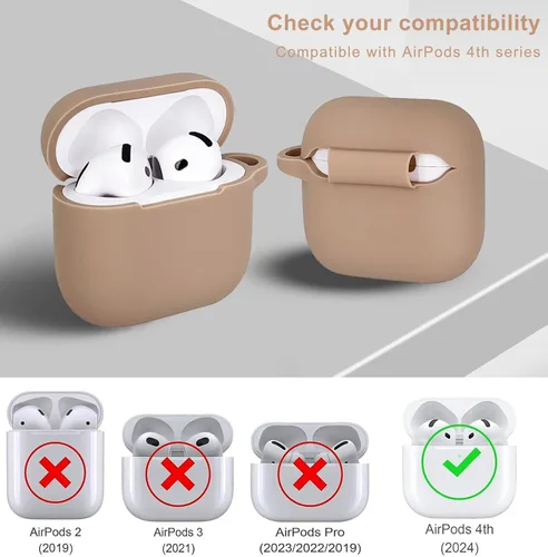 Miniatura 3 de KOUJAON Funda compatible con AirPods 4, funda protectora de silicona suave con llavero de pulsera, compatible con auriculares inalámbricos Apple Té