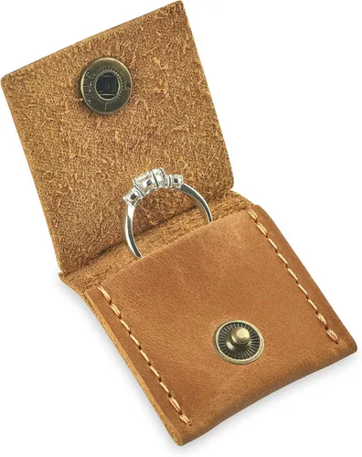 Miniatura 11 de Soporte de cuero para llavero, funda de viaje para anillo de boda, soporte para anillo de compromiso, bolsa para anillos, soporte para anillos