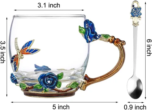 Miniatura 2 de Regalo para mamá Día de la Madre Taza de café de vidrio esmaltado Desayuno Taza de café Taza de café de vidrio taza de té, el mejor regalo de Rosa