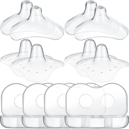 Nuanchu 8 protectores de pezones para lactancia, lactancia materna recién nacida, 0.787 in y 0.591 in, protector de silicona a granel con funda de