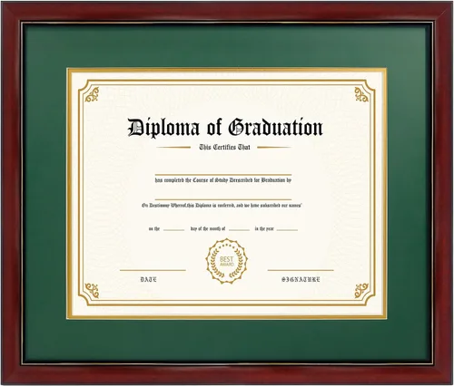 Miniatura 15 de GraduatePro Marco de diploma de certificado de 8.5 x 11, madera maciza y acrílico con protección UV, acabado cereza con ribete dorado