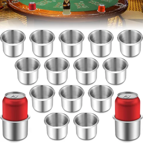 Tessco for you 15 piezas de soporte de vaso de mesa de acero inoxidable para tazas de bebidas, accesorios de mesa de metal para mesa de casino,