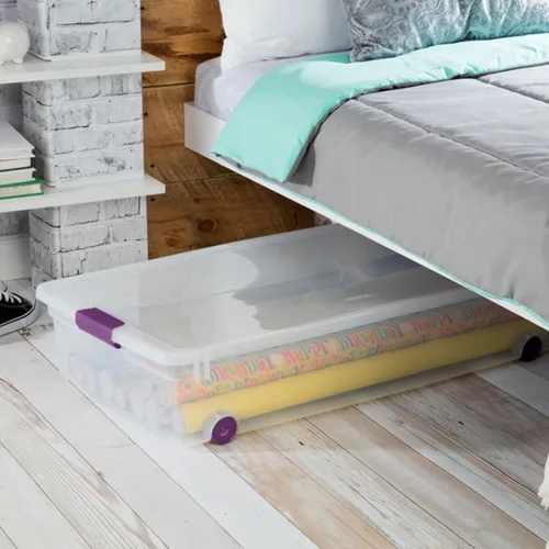 Miniatura 5 de Sterilite ClearView - Paquete de 4 cajas de cierre ClearView de 60 cuartos de galón, contenedores organizadores con ruedas con tapas de pestillo