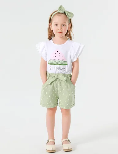 Miniatura 2 de MIGU Toddler Girl Clothes Summer Girls Clothing Sets Girl Stuff T-shirt Shorts Headband 3pcs Sets Gifts