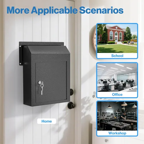 Miniatura 7 de Pochar Buzón resistente a la lluvia para puerta, buzón de acero galvanizado resistente a la intemperie para llaves, depósito, pago, correos – a