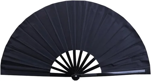 Abanico plegable grande para rave, ventilador chino de Kung Fu Tai Chi para hombres y mujeres, festivales de boda, decoración de fiesta de Negro