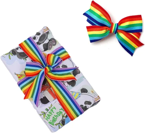 Miniatura 6 de Cinta de arcoíris de 3.9 pies, cinta multicolor de grogrén de doble cara para manualidades, manualidades, envoltura de regalos, boda, decoración
